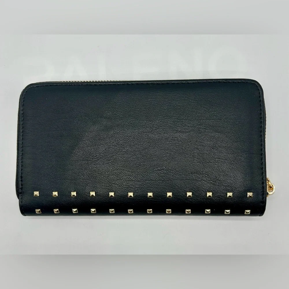 Badgley‎ Mischka Black Leather Wallet with Silver Studs